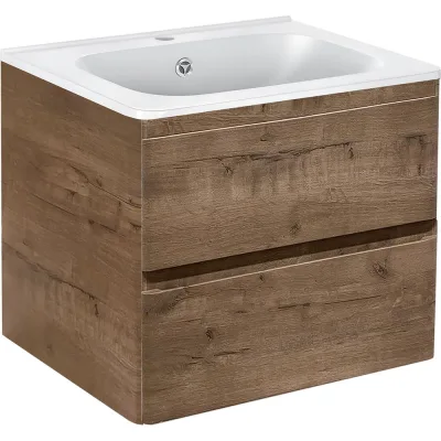 База под раковину VINCEA Vico 600 подвесная, 2 выкатных ящика soft close, V.Oak. VMC-2V600VO