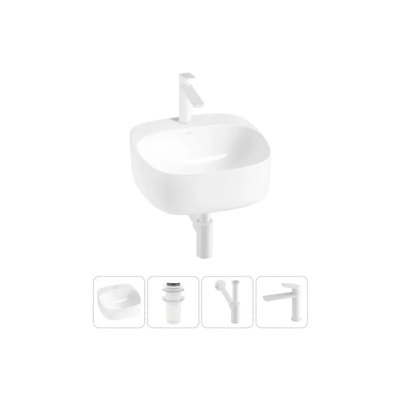 Набор 4 в 1 Wellsee Ideal накладная раковина 42x42 см 20214090R