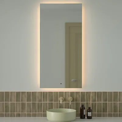 Зеркало с фацетом и LED-подсветкой DEFESTO 34W (60x120 cm) (ИК - выключатель) (Теплый белый свет) GLOW DF 2518R