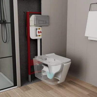 Рамная инсталляция для подвесного унитаза Bauedge BAU NEO 45 кнопка смыва BAU Hotel, хром NEO45700-Q00007