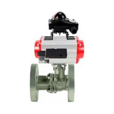 Кран шаровой DN.ru КШ.Ф.П.316.200 Ду25 Ру40 двухходовой, фланцевый с пневмоприводом DA-065 и БКВ LSB-210-02NM12-220/24 D160-79581