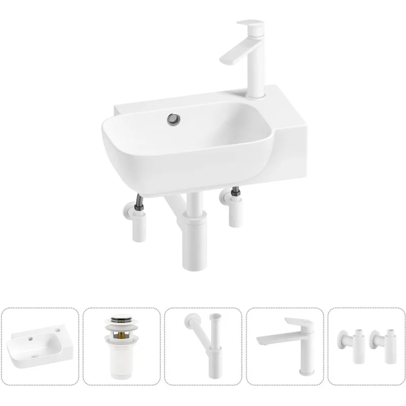 Комплект Wellsee 5 в 1 Lavinia Boho Bathroom Sink накладная/подвесная раковина 40x24 см 20216372R
