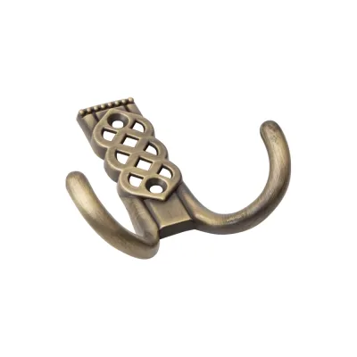 Крючок мебельный двухрожковый атласная бронза Kerron KR-0301-MAB