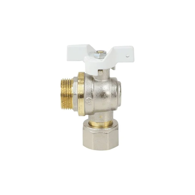Кран шаровой латунный Aquasfera 1123 Standard никелированный, Ду15, Ру40, резьба/накидная гайка, угловой, бабочка 1123-01 107-8054