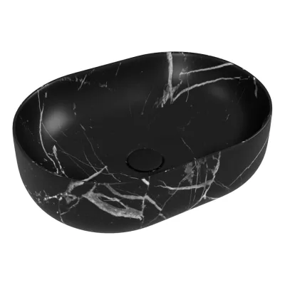 Раковина для ванной накладная Teymi Solli 48 artceramic цвет мрамор черный матовый T50387 ЦБ-00272529