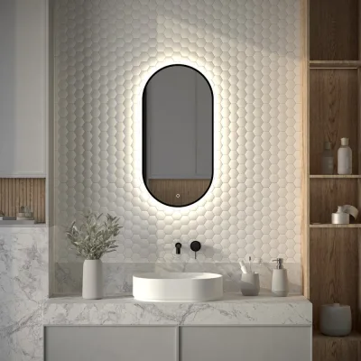 Зеркало с окантовкой и LED-подсветкой DEFESTO 20W, 40x80 см, Сенсорный выключатель, Нейтральный белый свет AURA DF 2922S