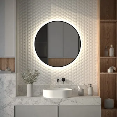 Зеркало с окантовкой и LED-подсветкой DEFESTO 25W, 80 см, Без выключателя, Нейтральный белый свет AURA DF 2985
