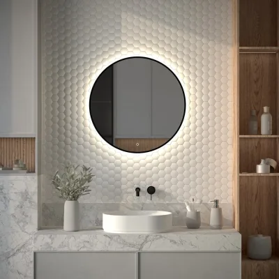 Зеркало с окантовкой и LED-подсветкой DEFESTO 18W, 70 см, Сенсорный выключатель, Нейтральный белый свет AURA DF 2984S
