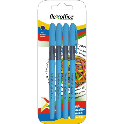 Шариковая ручка Flexoffice с масляными чернилами, maxxie, синяя, 4 шт. FO-GELB035BB BLUE/4B