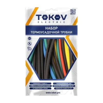 Набор трубок термоусадочных TOKOV ELECTRIC 12/6 100мм 21 шт. (7 цветов по 3 шт.) TKE-THK-12-0.1-7С