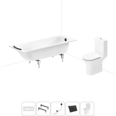 Комплект 5 в 1 Sanitana BLB Universal 3,5 стальная ванна 170x75 с напольным унитазом 20220743R