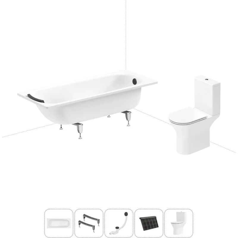 Комплект 5 в 1 Sanitana BLB Universal 3,5 стальная ванна 170x75 с напольным унитазом 20220743R