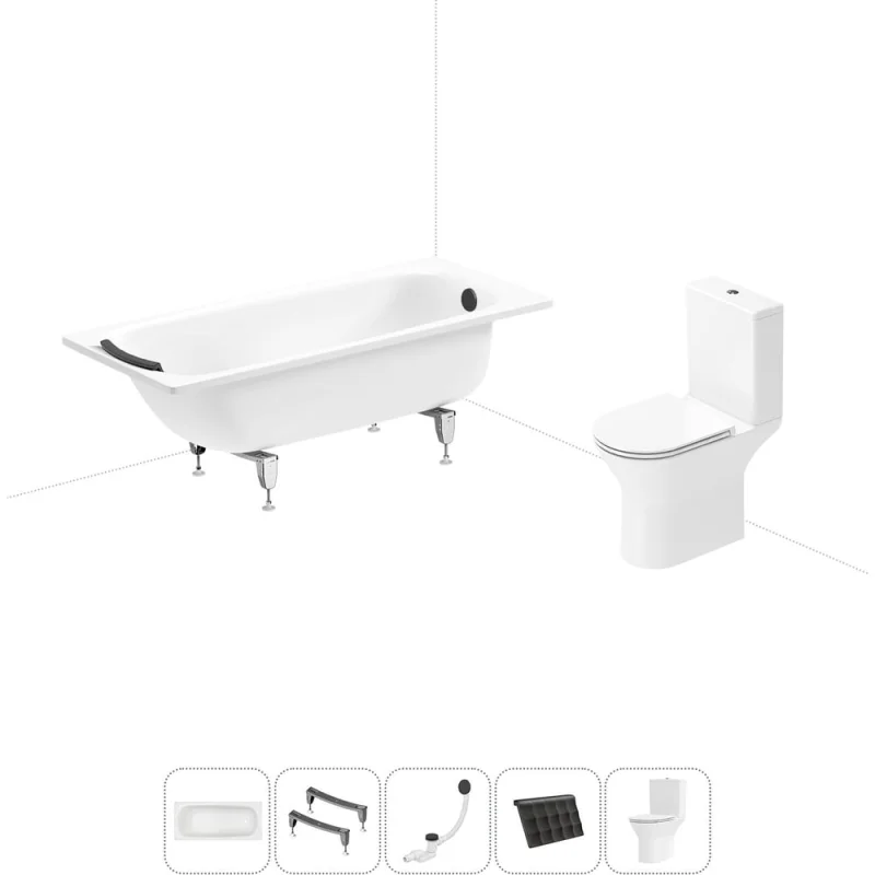 Комплект 5 в 1 Sanitana BLB Universal 3,5 стальная ванна 160x70 с напольным унитазом 20220711R