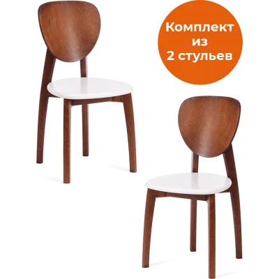 Стул Tetchair 2 шт diamante жесткое сидение бук, 42x42x85 см, коричневый / белый 19897