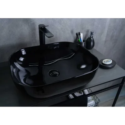 Раковина Gid BL1302 накладная, черная глянцевая, 50x40x14 53347