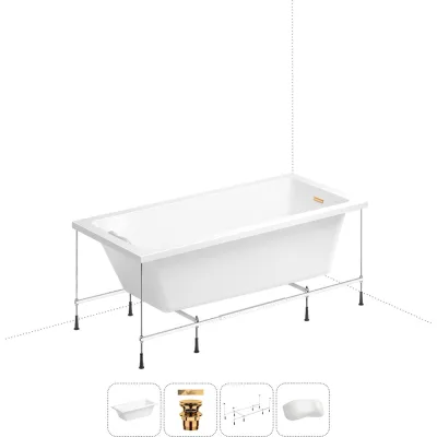 Акриловая ванна Wellsee 165х80 см FreeDom 2.0 в наборе 4 в 1 20212791R