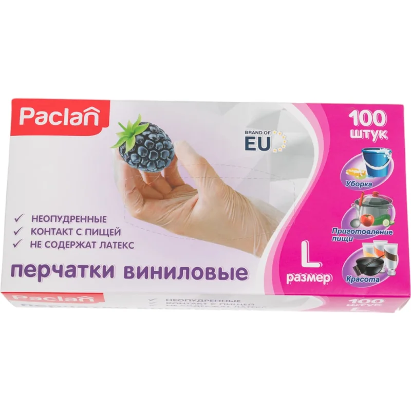 Перчатки виниловые Paclan, 100 шт., L 4071889