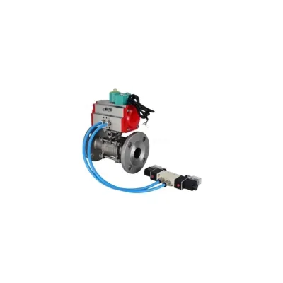 Шаровой кран DN.ru КШФПТ.304.180 Ду32 Ру40, фланц., PTFE, пн.привод DA-052, пн.распред PND1-S2EM-52-2-T10-220VAC, магн.перекл. МППП-200 D160-81243