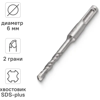 Бур по бетону VIRA для перфоратора 6 x 110 мм SDS-plus 580611