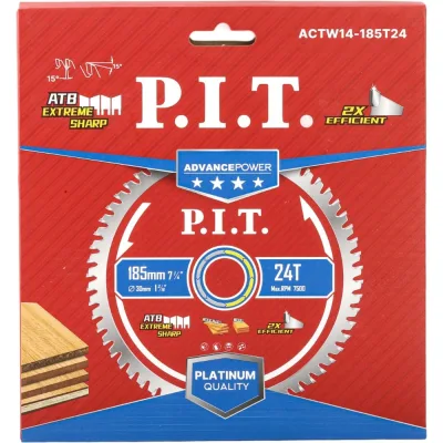 ΠΠΈΡΠΊ ΠΏΠΈΠ»ΡΠ½ΡΠΉ ΠΏΠΎ Π΄Π΅ΡΠ΅Π²Ρ P.I.T. ADVANCE 185x30x1.4 ΠΌΠΌ 24T Carbide Π·ΡΠ± ATB 15 ACTW14-185T24