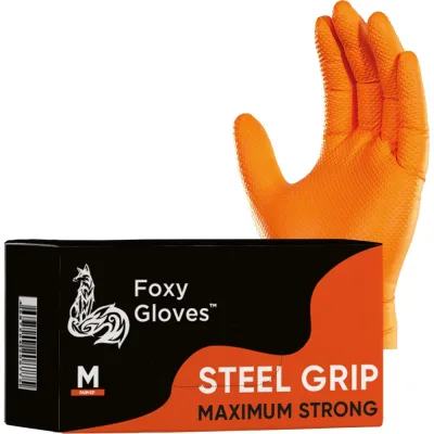 Нитриловые перчатки STEEL GRIP, 50 пар (100 шт), размер XL, оранжевые Foxy 46311614775763