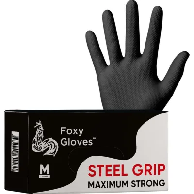 Нитриловые перчатки STEEL GRIP, 50 пар (100 шт), размер XXL, черные Foxy 61263001009298