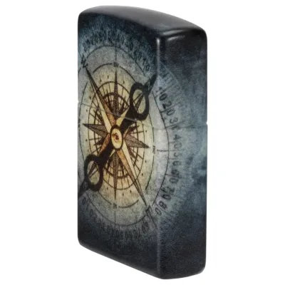 Зажигалка Zippo Compass Ghost с покрытием Glow In The Dark Green, латунь/сталь, черная, 38x13x57 мм 48562