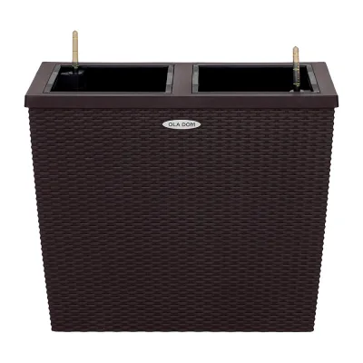 Кашпо декоративное Элластик-Пласт Rattan 655х328х560 мм с автополивом 28 л коричневое