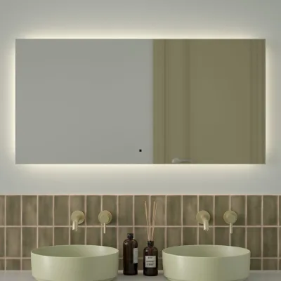 Зеркало с фацетом и LED-подсветкой DEFESTO 34W (120x60 cm) (ИК - выключатель) (Нейтральный белый свет) GLOW DF 2508RH