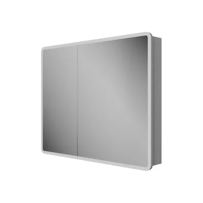 Зеркало-шкаф Bauedge Bau Stil 100x80, LED подсветка, сенсор, плавное закрывание, оборачиваемый BS10080W