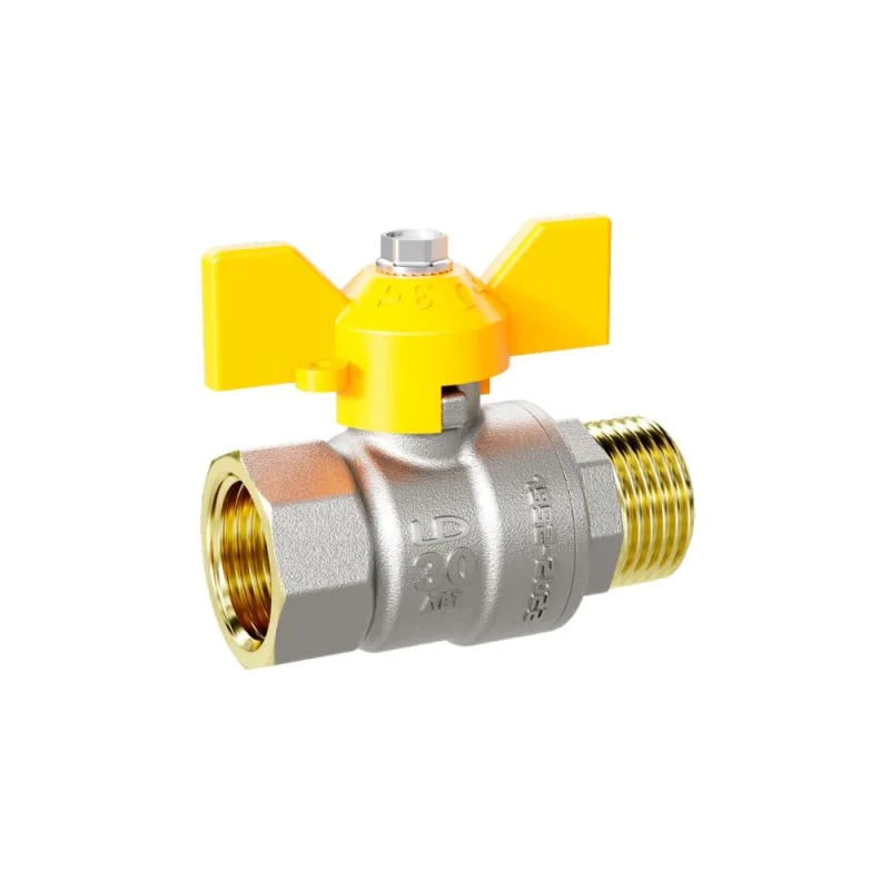 Кран шаровой латунный LD Pride 47.25.В-Н.Б GAS Ду 25 Ру 40 бабочка с биркой LD 47.362.25