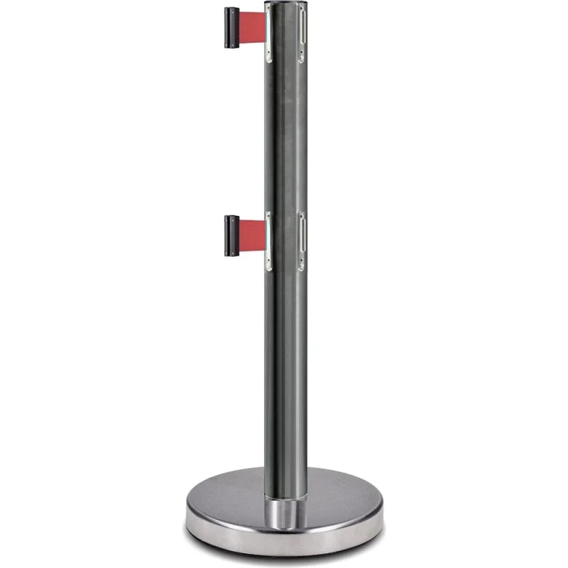 Стойка ограждения с 2-мя лентами Rusbarrier 3 м BS2LN-336333 CHROME red