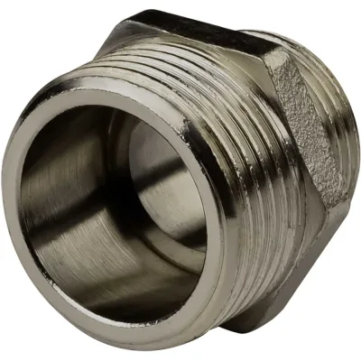 Ниппель переходной ДМЗ DN10x15 (3/8"НР х 1/2"НР) латунь никель, 6 шт ДМЗ.006.10х15Н