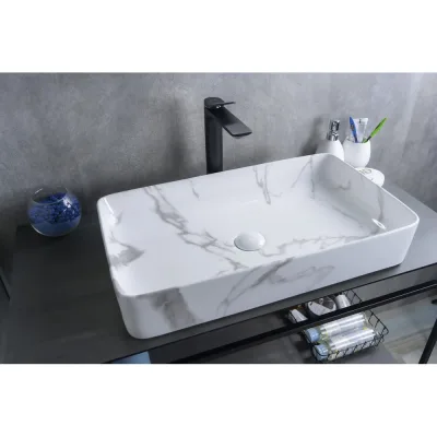Раковина Gid Mnc396C накладная, под камень глянцевая, 60x34x11 54476