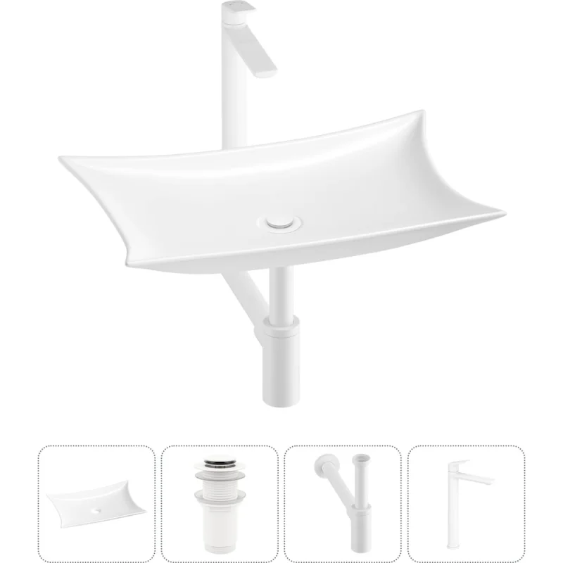 Комплект Wellsee 4 в 1 Lavinia Boho Bathroom Sink накладная раковина 59x39 см 3331111 20215298R