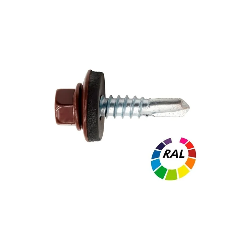 Саморез кровельный STALMAX LSR-M 5,5х19 (RAL 3009 (Оксид-красный)) сверло №3 для мет. обреш. с EPDM шайбой (арт. 10331) оц. сталь (уп. 250 шт) 10331-023