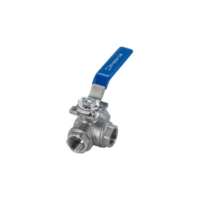 Кран шаровый трехходовой NEWKEY (L-тип) нержавеющий, AISI304 DN20 (3/4"), (CF8), PN64 NK-BTl20/4