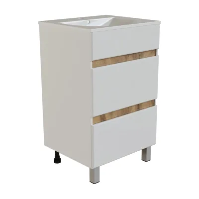 Тумба для ванной MIXLINE БРИКС-60 2 ящика белый/дуб вотан под рак.Breeze 60 мебельный Sanita Luxe ПВХ 556809