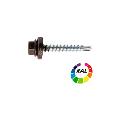 Саморез кровельный STALMAX LSR-W 4,8х51 (RAL 6005 (Зелёный мох)) сверло №2 для дер. обреш. с EPDM шайбой (арт. 10274) оц. сталь (уп. 150 шт) 10274-023