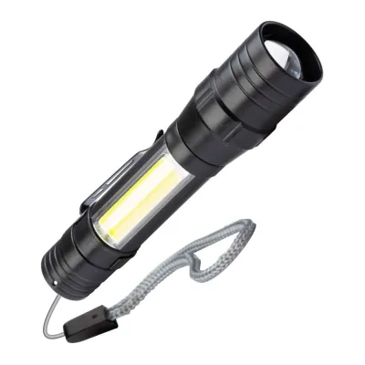 Ручной аккумуляторный фонарь КОСМОС 1Вт LED+5ВтCOB/линза/зум/Li-ion 18650 1000mAh/ABS-пластик/USB-шнур, KOS113Lit