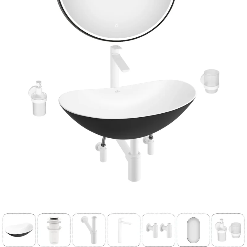 Набор Wellsee 7 в 1 Carefree Dove накладная раковина 43x28 см 33290 20218360R
