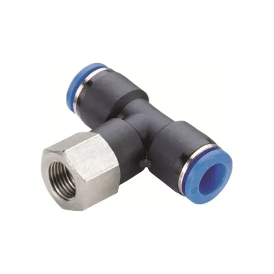 Фитинг цанговый тройник внутренняя резьба 1/4", диаметр 6 мм Pegas pneumatic 5504