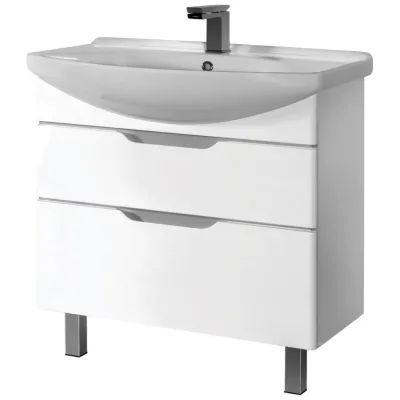Тумба с раковиной напольная Dreja laguna plus, 105 см, 2 ящика, с опорами, белый глянец - 99.0108-191683 99.0108K