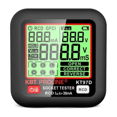 Тестер розеток и УЗО КВТ КТ 97D серия PROLINE 91921