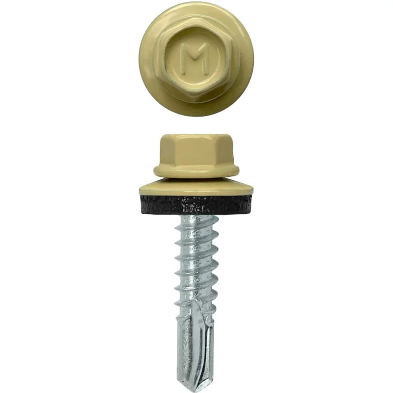 Кровельный саморез Daxmer 5,5х25 RAL 1014 сверло №3, 250 шт 00000305401