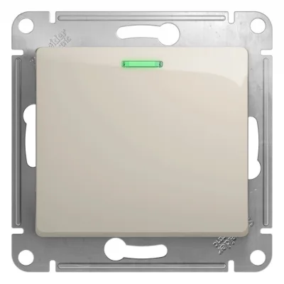 Выключатель Systeme Electric Glossa одноклавишный встраиваемый молочный с подсветкой (GSL000913)