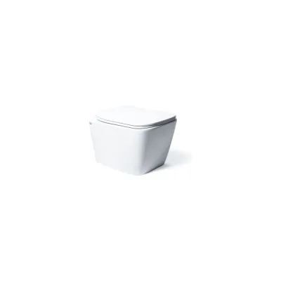 Безободковый подвесной унитаз CHARUS ALVA RIMLESS (горизонтальный выпуск в стену, легкосъемное сиденье с микролифтом, тип смыва: Каскадный, материал: Санфарфор) EWC700-114W