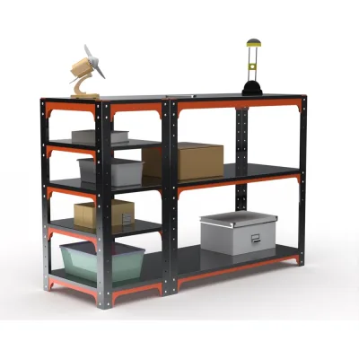 Стол-верстак ООО Металекс KIT 950х1700х600 (с бок. полками) (оранжево-чёрный) / 204545