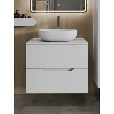 Тумба с раковиной подвесная 70 см, белый ORANGE Лайн Li-70TuwMDF+B05-480W