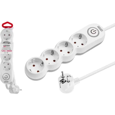 Удлинитель электрический LEIDEN ELECTRIC 1,5 м 4 розетки 2,2 кВт с заземлением 805044 ЦЗ-1952329368